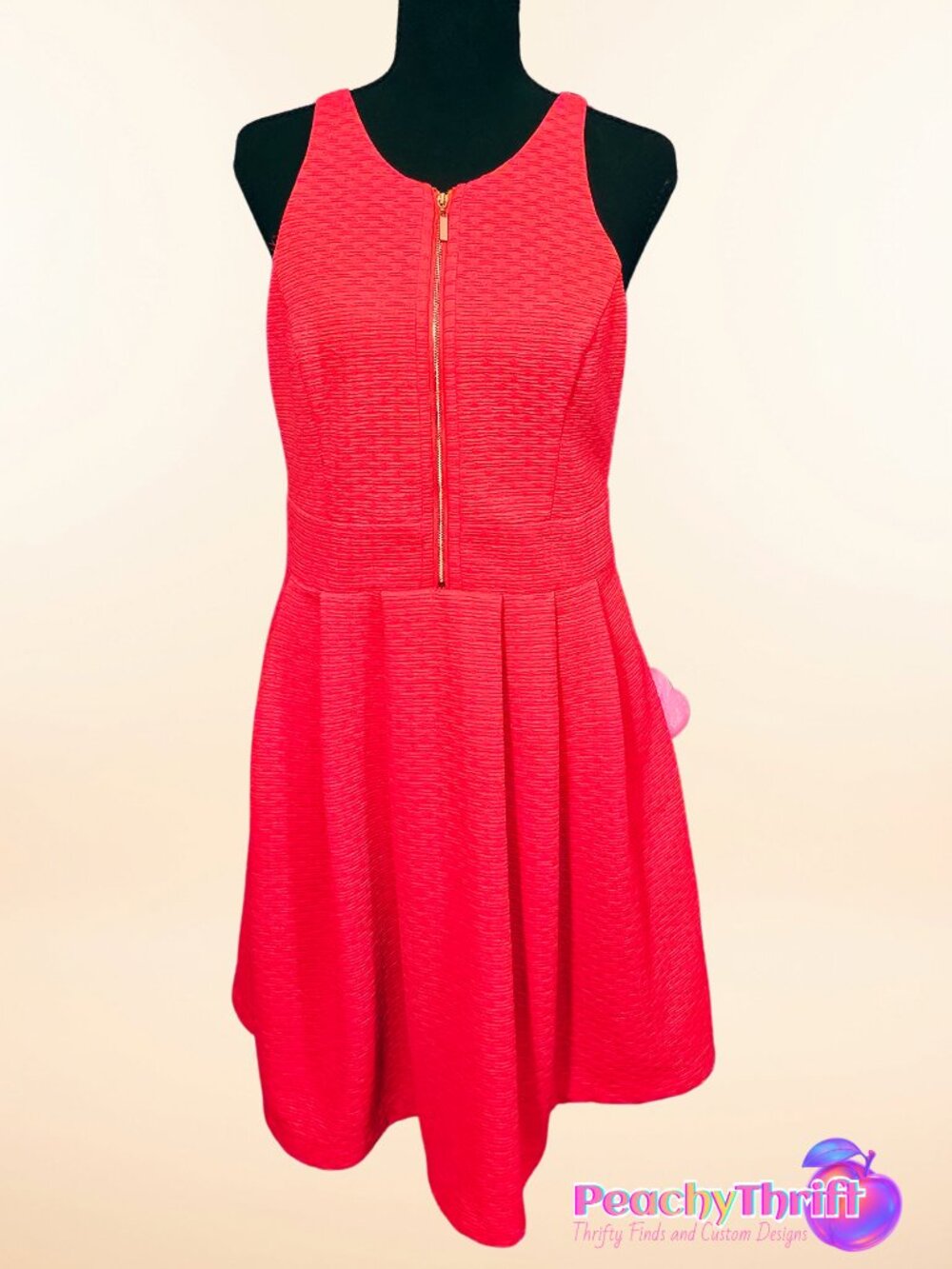 Jessica Simpson Coral Zip Front Fit & Flare Mini Dress Size 8